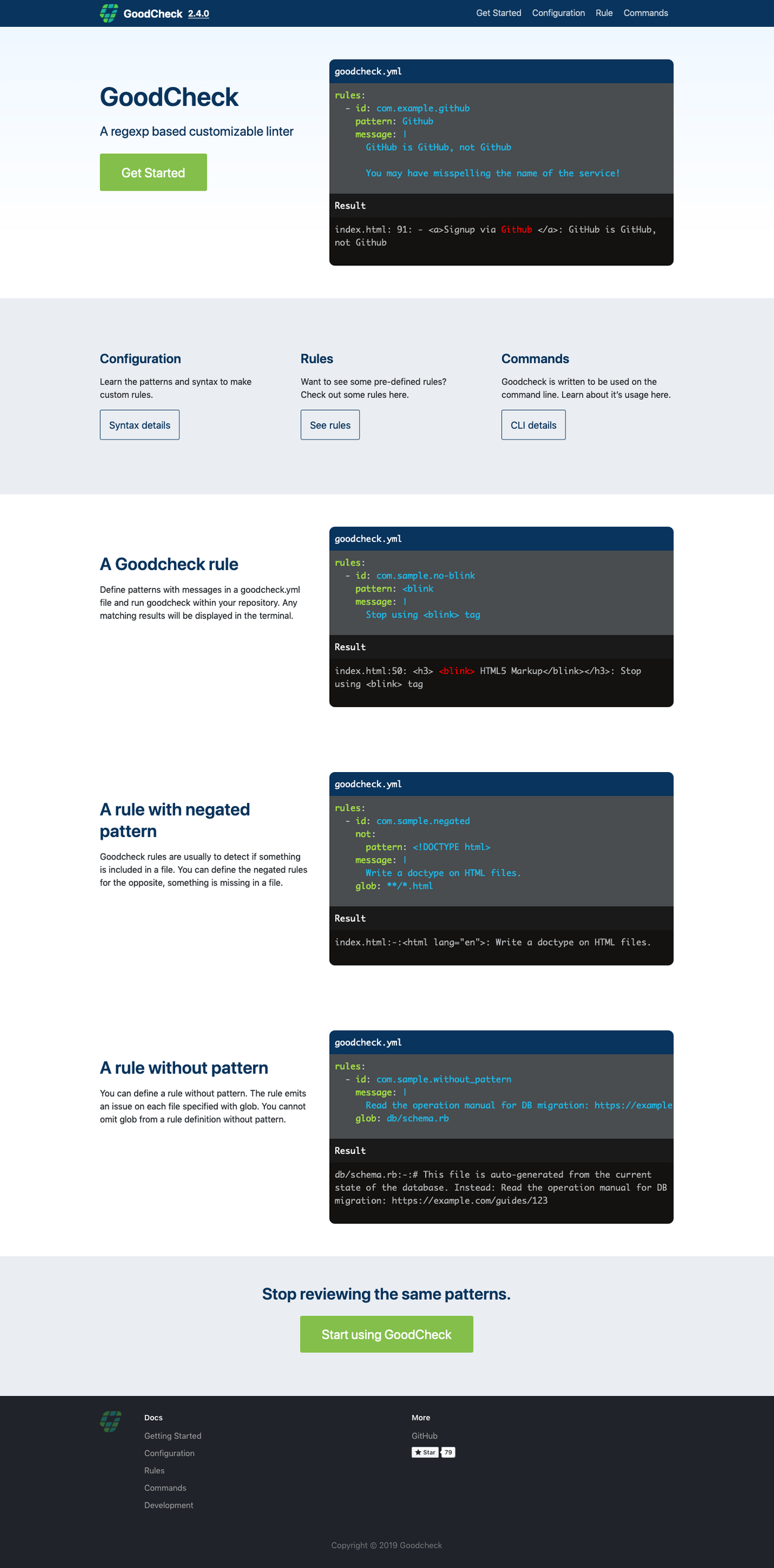 Goodcheck Index Page